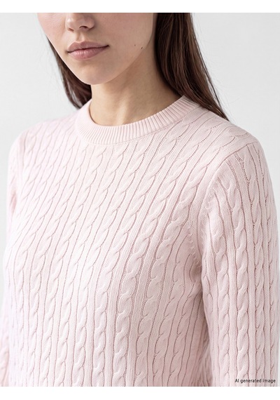 Lcw Modest Pembe Saç Örgüsü Desenli Kadın Triko Kazak