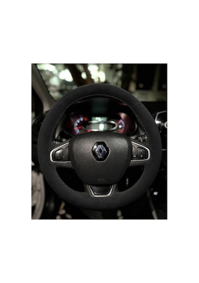 Renault Lutecia 4 Direksiyon Kılıfı Alcantara Süet Monza Black Serisi Siyah 2013-2019