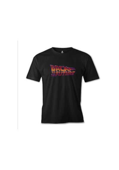 Back To The Future - Logo Siyah Erkek Tshirt