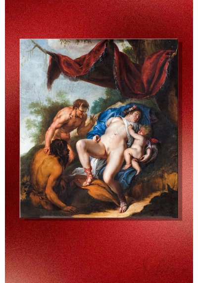 Peter Paul Rubens'in "venüs Ve Kupidon'u İzleyen Satirler" Adlı Eseri Kare Kanvas Tablo 4326 Çok Renkli