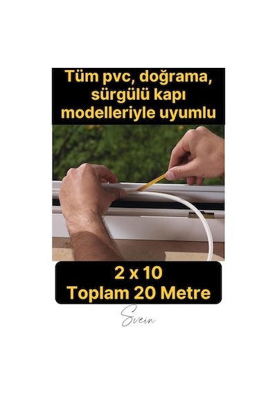 Pvc Doğrama Pencere Fitili İzolasyon Bandı Kendinden Yapışkanlı Beyaz Kauçuk Yalıtım Bant 2x10 20 Mt