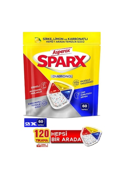 Sparx Bulaşık Makinesi Kapsülü 60'lı X 2 Paket 120 Yıkama