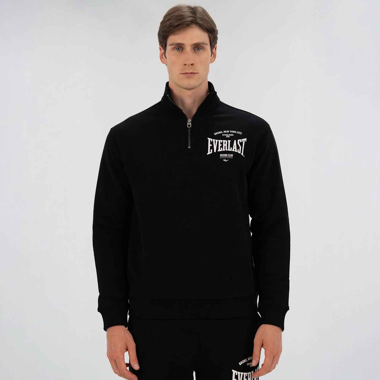 Everlast Bronx Nyc Yarım Fermuarlı Regular Erkek Siyah Sweatshirt Tm0104 Siyah