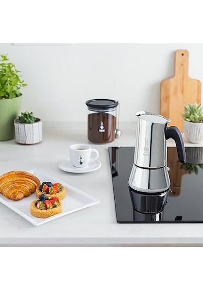 Venus: 4 Cups Ocak Üstü Espresso Pişirici - 170ml - Gümüş Renk - Paslanmaz Çelik Gövde - Patentli Güvenlik Valf