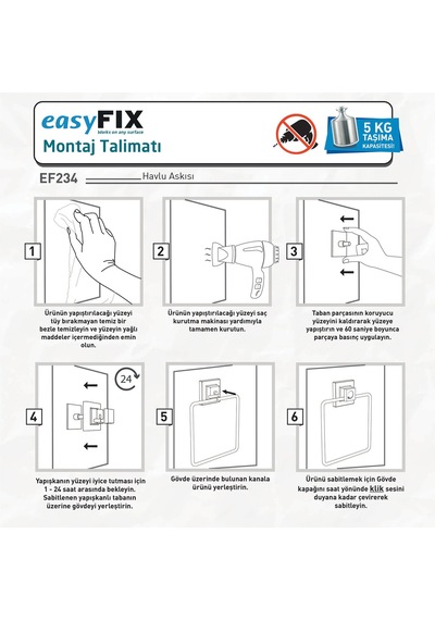 Teknotell Easy Fix Kare Havluluk Renkli