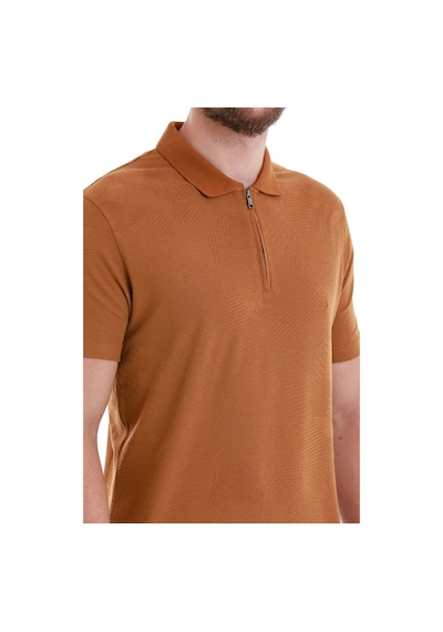 Hatemoğlu Vizon Regular Fit Jakarlı Polo Yaka Fermuarlı Tişört 35362024c014 Vz Vizon