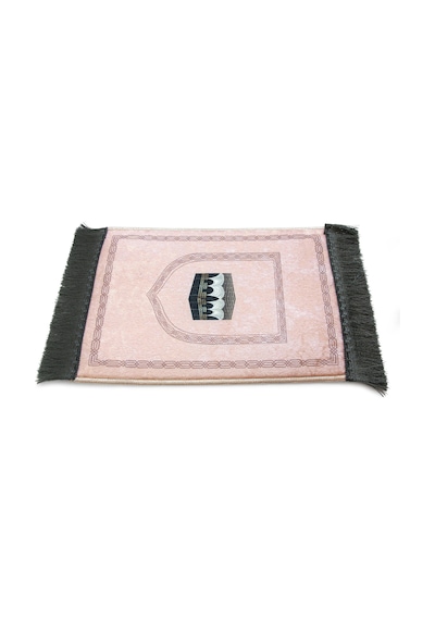 Mini Alın Seccadesi Kaymaz Taban Desenli Cep Tipi Seyahat Namaz Seccadesi - Pembe