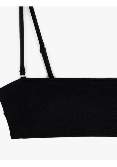 Koton Çıkarılabilir Askılı Dokulu Straplez Bikini Üstü Siyah 6sak10067mm