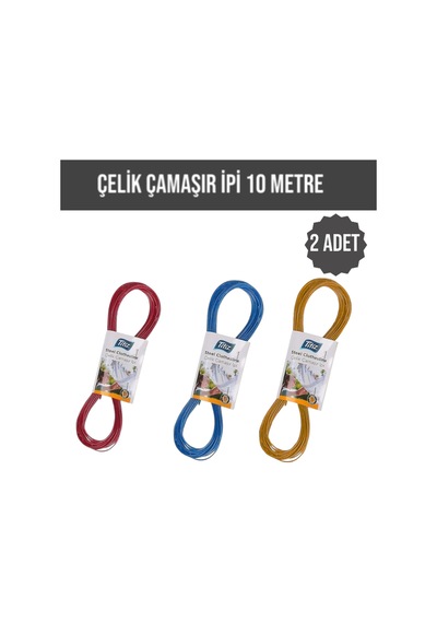 2 Adet Çelik Çamaşır İpi + 10 Metre Çelik Çamaşır İpi 10 Tr Diğer