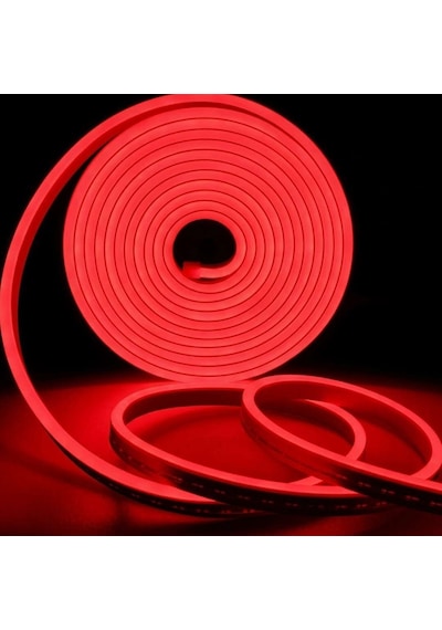 Kırmızı Neon Şerit Led Fişli 220v Esnek Dış Mekan, Bahçe, Açık Alan Dekoratif Aydınlatma 5 Metre