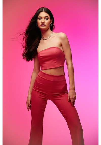 Sherin Pembe Fermuarlı Büstiyer SS23CT4724PE-PEMBE Pembe
