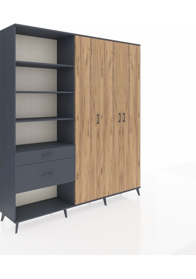 Hyperion Dolap 16 Raflı 2 Çekmeceli 3 Kapaklı 220x44x243 Antrasit-çam/antrasit Atlas Çam/antrasıt Hyperion Dolap 16 Raflı 2 Çekmeceli 3 Kapaklı 220x44x243 Antrasit-çam/antrasit Atlas Çam/antrasıt
