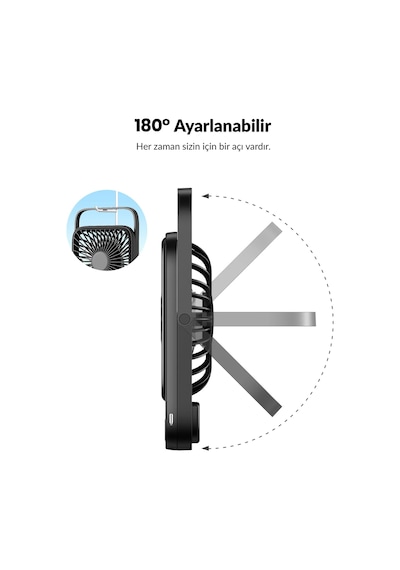 Warmco D2 5000mah Şarjlı Masaüstü Vantilatör Dijital Göstergeli Taşınabilir Ultra İnce Soğutucu Fan Pembe