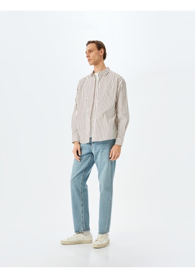Koton Vintage Straight Kot Pantolon Cep Detaylı Pamuklu Orta İndigo 5sam40021ıd İndigo