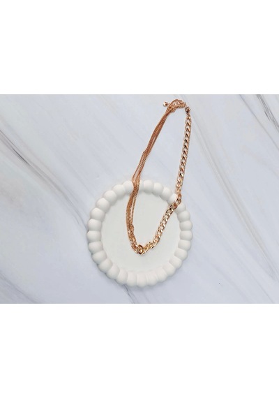 Vıp Serisi Çelik Tasarım Rose Kolye 50 Cm Çok Renkli