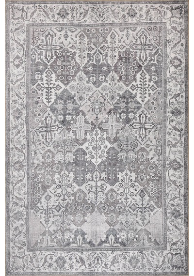 Stonart Eskitme Vintage Desenli Gri Otantik Yıkanabilir Şönil Halı Al 446 gri