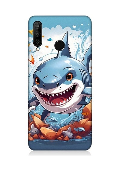 Huawei P30 Lite Uyumlu Köpekbalığı Desenli Silikon Kılıf