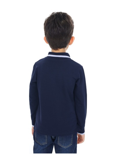 Toontoy Kids Toontoy Erkek Çocuk Pamuklu Polo Yaka Nakışlı Basic Tişört 22944 Lacivert