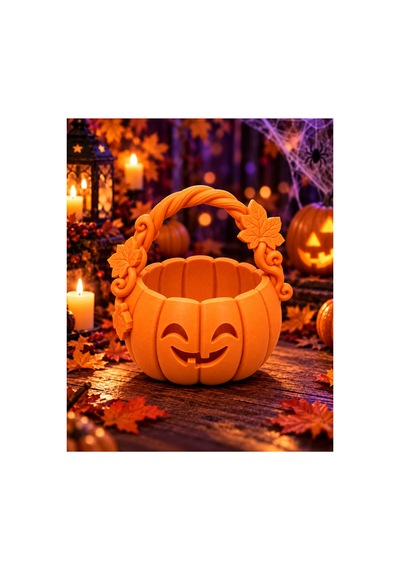 Halloween Cadılar Bayramı Balkabağı Şeker Sepeti - Sepet Mini Şekerlik Parti Dekoru Turuncu Turuncu