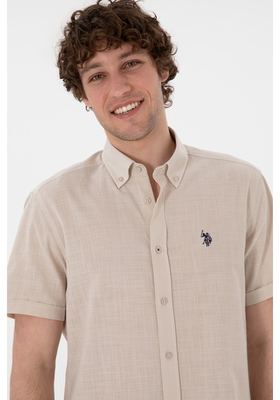 U.s. Polo Assn. Erkek Taş Gömlek Kısa Kollu 50306324-vr049 Tas