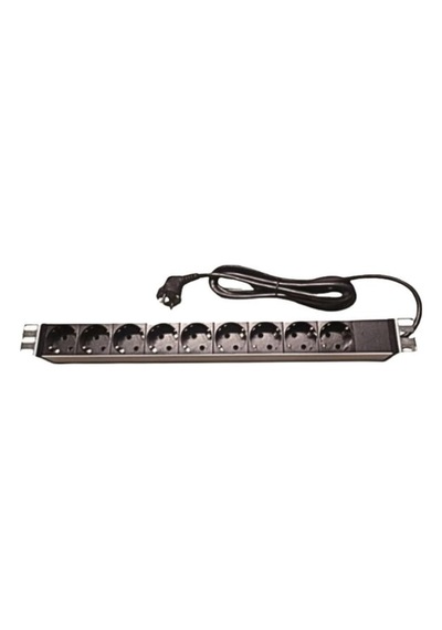 19" 1u Pdu: 9 X Schuko Tip Soketli, 1,5m 3x1.5mm2 Cee 7/7 Tip Fişli Kablolu