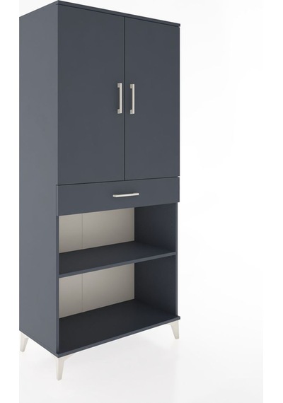 Hyperion Dolap 4 Raflı Tek Çekmeceli 2 Kapaklı 88x44x195 Antr... Antrasit