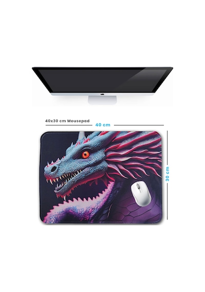 40x30cm Mouse Pad Kaymaz Kauçuk Taban Dikişli Gaming Oyuncu Ejder