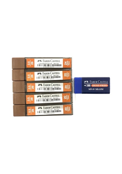 Faber Castell 0.5 Uç 5'li Paket + Silgi