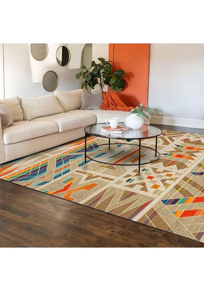 Crocus Desenli Kadife Pamuk Tabanlı Yıkanabilen Kaydırmaz Salon Halısı 80x300 Açık Beyaz