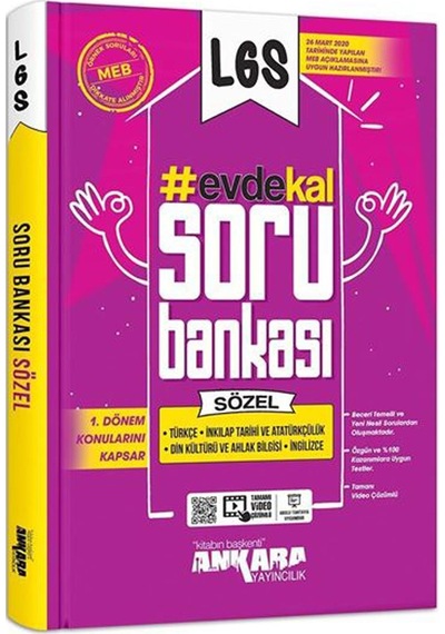 Ankara Yayınları 8. Sınıf Lgs Evde Kal Sözel Soru Bankası 2020 Kl