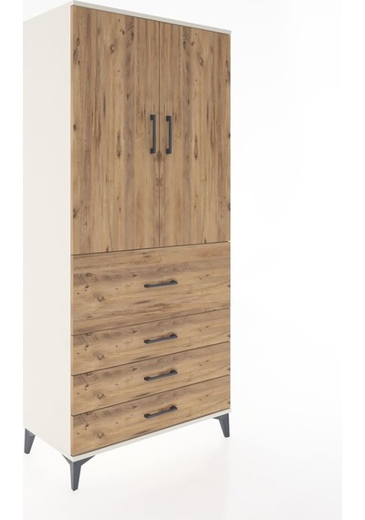 Hyperion Dolap 3 Raflı 4 Çekmeceli 2 Kapaklı 88x44x195 Aytaşı-çam Aytası