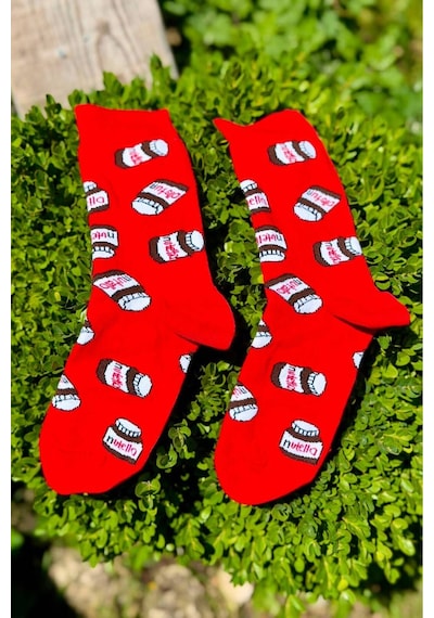 Lousocks Unisex Kırmızı Nutella Tasarım Soket Çorap