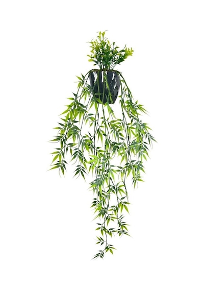 Yapay Çiçek Sarkan Bambu Yapraklı Bitki Küçük Siyah Saksıda Yapay Sarmaşık 65cm