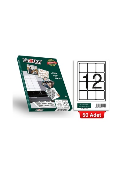 Herboy Hb-1012 63,5 X 72 Mm A4 Laser Etiket 50 Adet