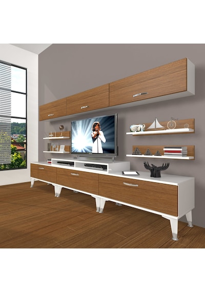 Decoraktiv Ekoflex 8y Slm Silver Tv Ünitesi Tv Sehpası Beyaz - Ceviz