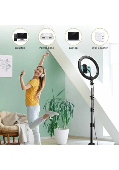 Lipon Ring Fill Light Led Işıklı Tripod 10 Inç Halka Youtuber Tiktok Makyaj Işığı Ayaklı 10 Inç