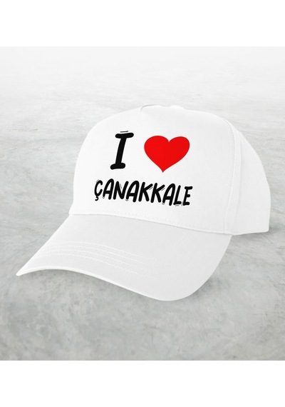 Bk Kids BK Gift I Love Çanakkale Tasarımlı Beyaz Şapka - Model 1