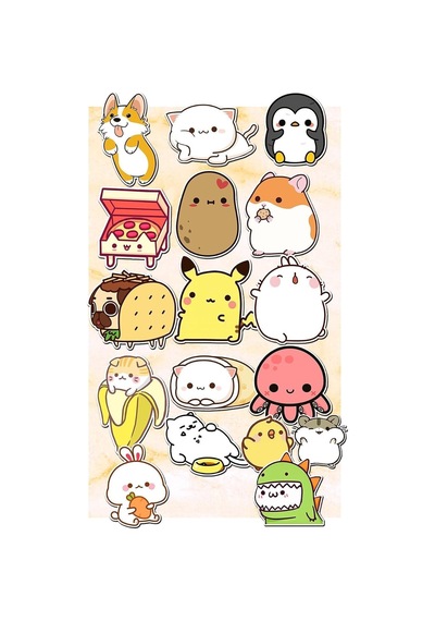 Cute Temalı Laptop Notebook Tablet Sticker Seti 17 'li
