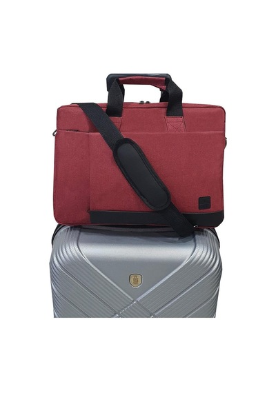 Gbmotion 3 Bölmeli Evrak Laptop El Omuz Çantası 17,3 İnç Bordo