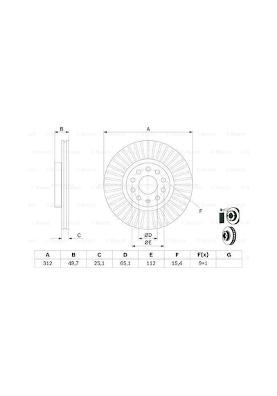 Vw Passat Cc Ön Fren Diski 2.0 Tdı 312 Mm 2012-2016 Bosch
