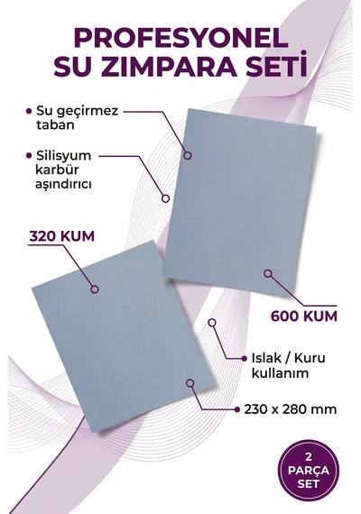 Starcke Su Zımparası Seti 320-600 Kum 230x280 Mm 2 Parça Islak Kuru Tabaka