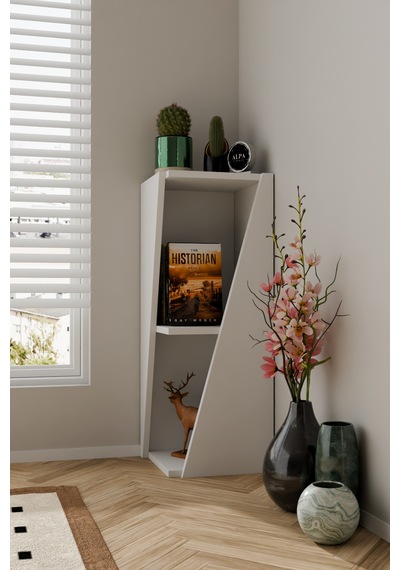 Modern Çok Amaçlı 90 Cm 2 Raflı Köşe Kitaplık Dekoratif Salon Rafı Çok Amaçlı Düzenleyici Organizer Beyaz Modern Çok Amaçlı 90 Cm 2 Raflı Köşe Kitaplık Dekoratif Salon Rafı Çok Amaçlı Düzenleyici Organizer Beyaz