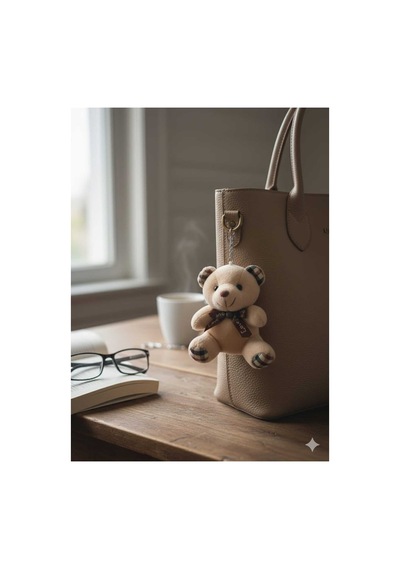 Şişme Ayıcık Anahtarlık Aksesuar Sütlü Kahve 13cm Bej - 825484450 Bej