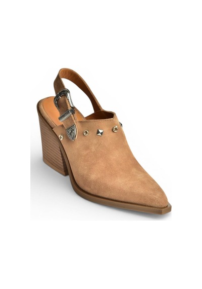 Fox Shoes Y654307702 Vizon Hakiki Deri Süet Alçak Topuklu Western Ayakkabı