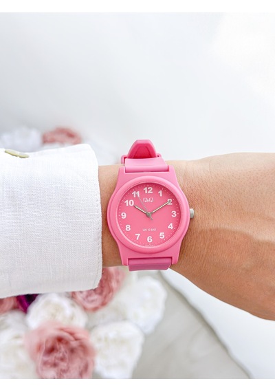 Q&q Renkli 10 Atm Su Geçirmez Unisex Kol Saati Pembe