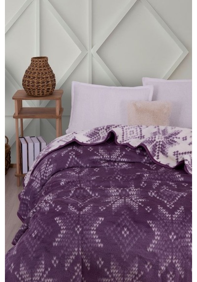 Lüks Peluş Tek Kişilik Battaniye 444 Lila 160 x 220