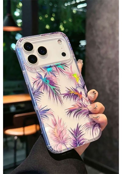 Apple iPhone Uyumlu 17 Pro Max Kılıf Solmayan Imd Baskı Desenli, Şeffaf Tpu+pc Botanik Kapak