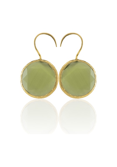 Kadir Jewellery 22 Ayar Altın Kaplama Kadın Taşlı Küpe -el İşçiliği Ve Hipoalerjenik Küpe Altın - Zeytin Yeşili 81382652