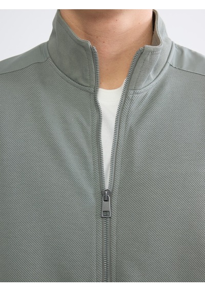 Lcwaıkıkı Classic Haki Dik Yaka Erkek Fermuarlı Sweatshirt