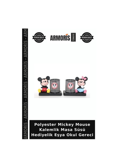 Polyester Mickey Mouse Kalemlik Masa Süsü Hediyelik Eşya Okul Gereci Çok Renkli